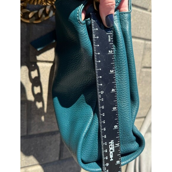 Viola Castellani Italian Leather Dark Teal Purse Large Gold Chain Crossbody NWT - Picture 15 of 16